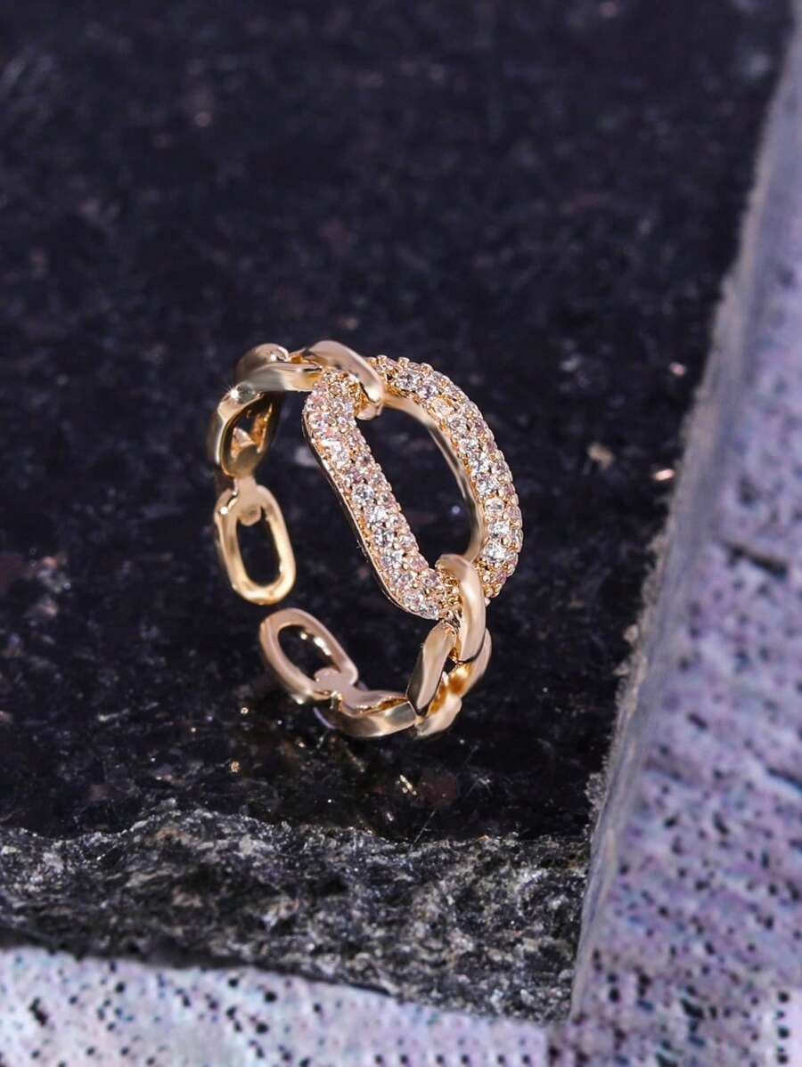 1 pièce Bague chaîne en cristal géométrique circulaire de style européen et américain