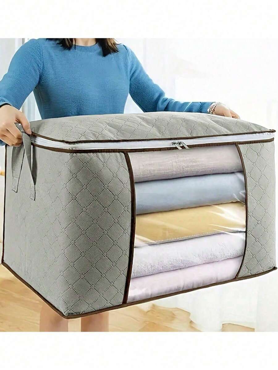 1 Stück extra große Aufbewahrungsbox aus Vliesstoff mit Reißverschluss - geräumig und tragbar, Mehrzweck-Organisationsbox für Kleidung, Spielzeug usw. - klassischer Stil Haushaltsorganisationslösung, Struktur mit Tragegriff