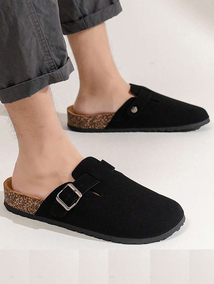 Boken Shoes Cork Slippers Men Summer Couple Models Slip-On Sandals Large Size Fashion Thick Bottom Closed Toe Slides, European And American Style