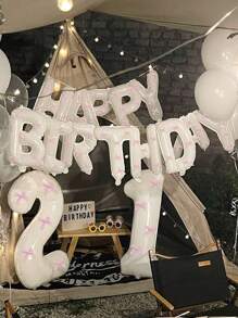 White Bow Happy Birthday Number Set