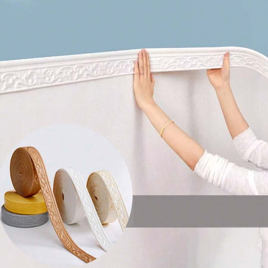 Bandes décoratives en mousse élastique auto-adhésives de 8 cm x 9,2 m, bordure murale décorative autocollante 3D à coller, convient pour la décoration maison DIY