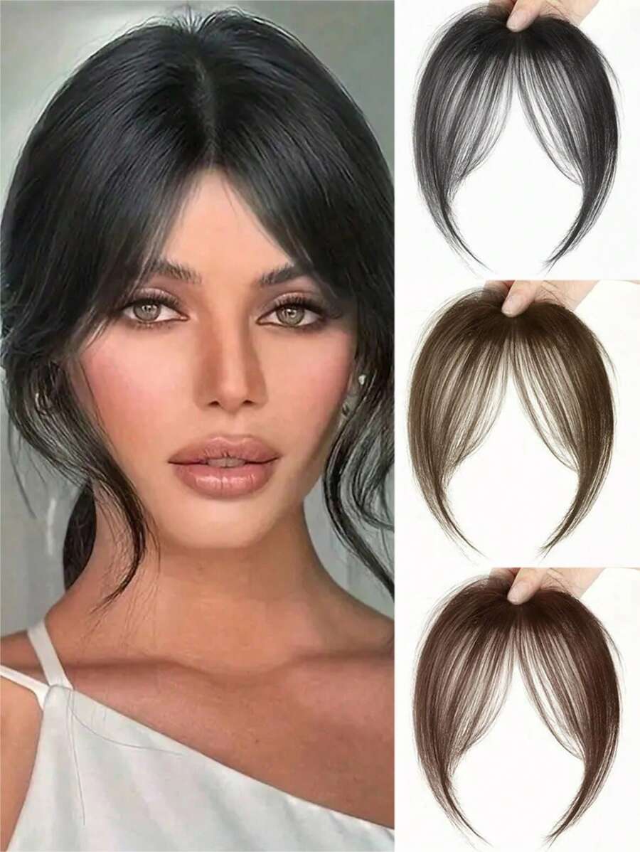 Extension capelli con frangia centrale, molletta per frangia francese diagonale naturale e senza cuciture, ideale per uso quotidiano