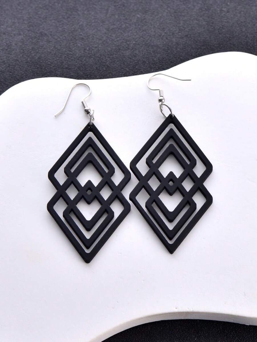 1 Pair Geometric Design Matte Texture Earrings, Fashionable Jewelry For Women, Suitable For Party And Evening Wear