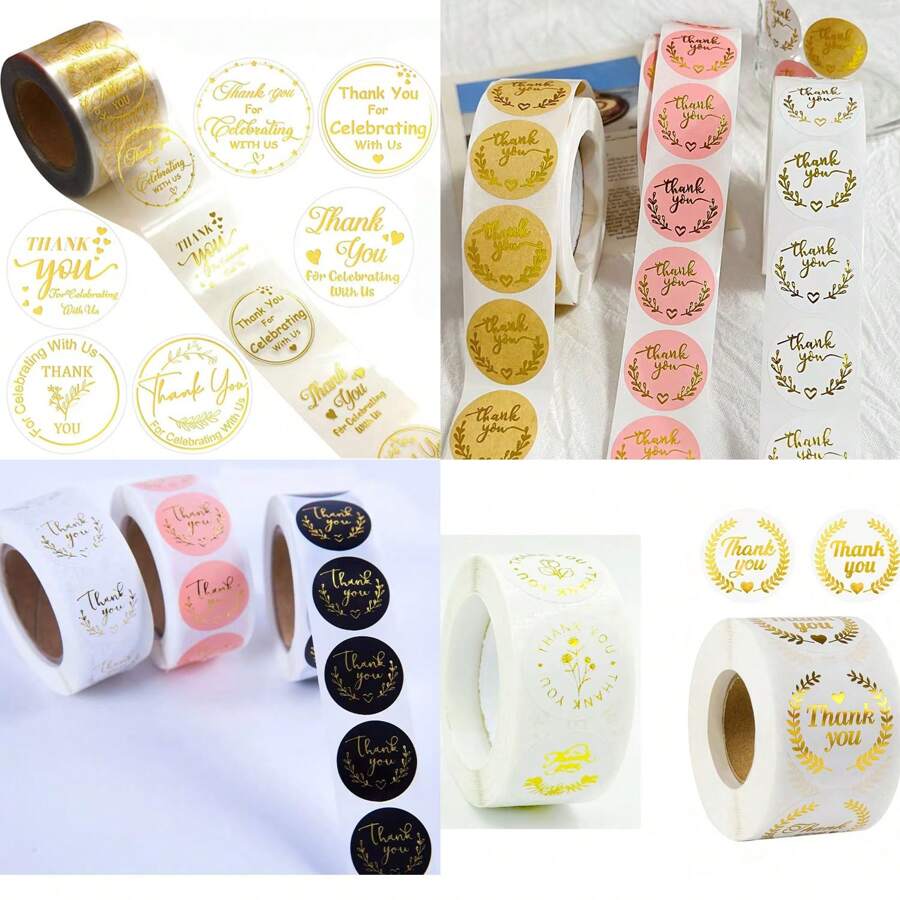 500pcs/Roll 1inch 1.5inch Thank You Sticker,Gift Sticker For Business Label Shipping Sticker,Gift Wrapping Stickers For Envelopes, Flowers, Love Letters, School Supplies,Back To School