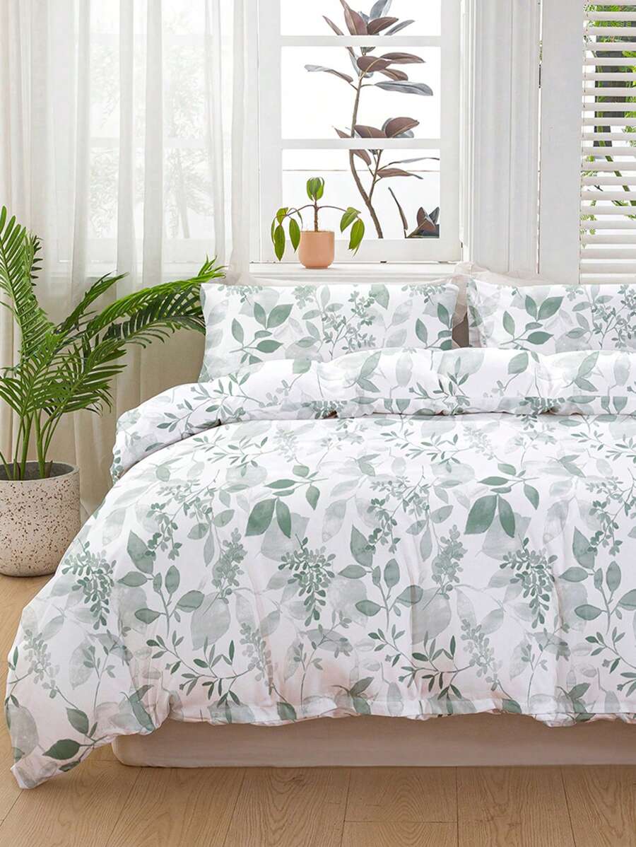 3 pièces/set Ensemble de housse de couette à motif floral (1 housse de couette et 2 taies d'oreiller) Ensemble de literie de couette doux et agréable pour la peau pour la maison, Ensemble de draps toutes saisons