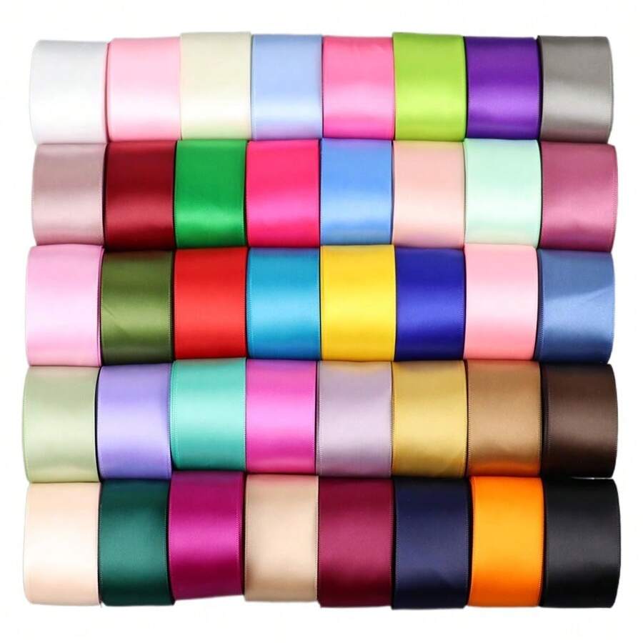 1pc 38mm Single Face Polyester Ribbons Solid Color Satin Ribbon For Handmade Craft Gifts Wedding Christmas Decoration DIY Bows