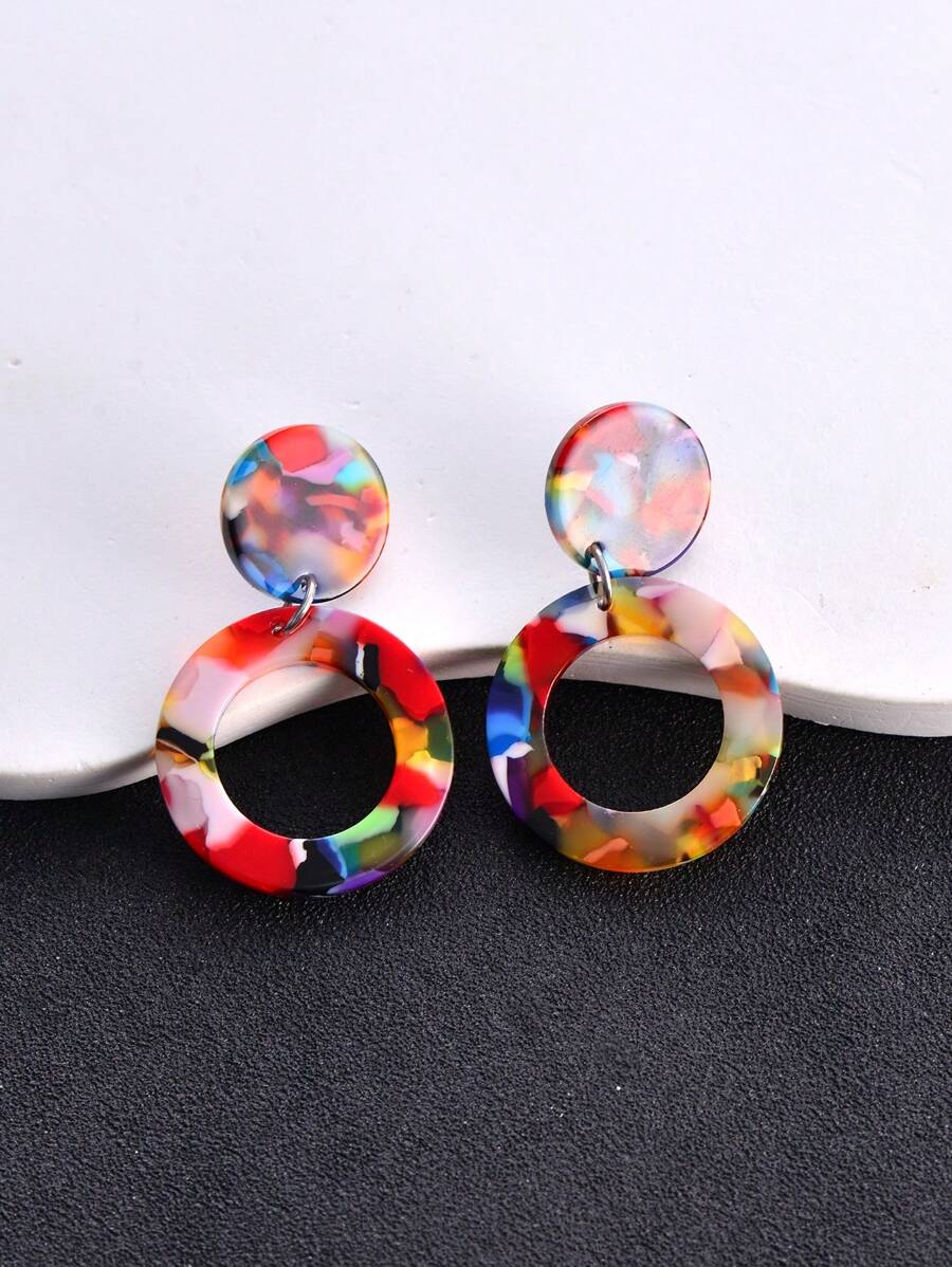 1 Pair Acrylic Shiny Hoop Earrings, Fashion Jewelry For Women, Suitable For Parties And Evening Wear