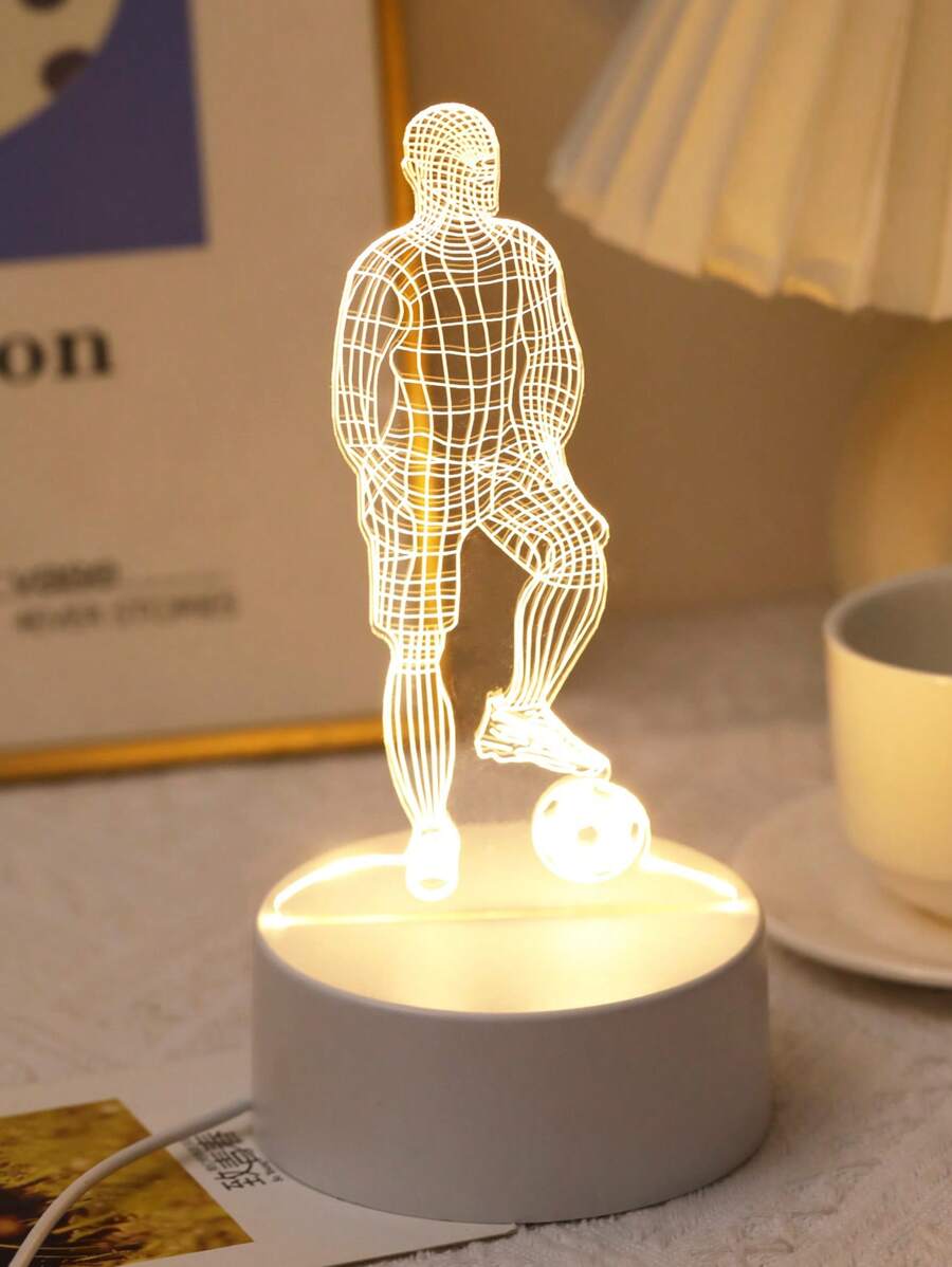 1 Stück Heimdekor Fußballspieler Muster 3D Acryl Nachtlicht, USB betriebenes Fußball Leuchtschild, Heim- und Raumdekoration Nachtlicht, Innen Tischbeleuchtung, geeignet als Geschenk zum Schulbeginn oder Geburtstag für Fußballbegeisterte