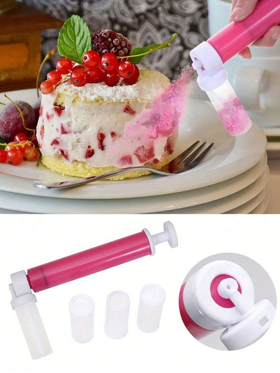 1Set Cake Coloring Powder Spray, Including 4 Icing/Frosting Decorating Tips, Kitchen Cake Baking Accessories