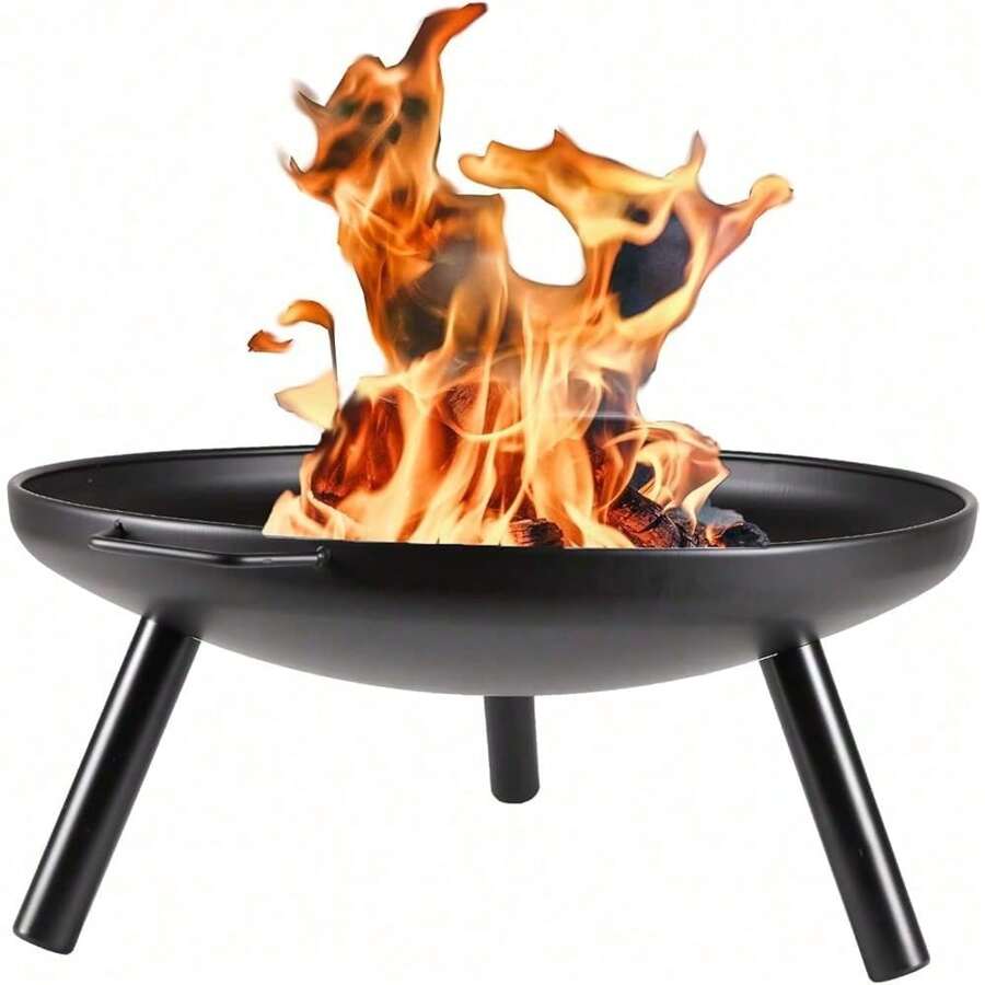 Feuerschale Ø 60cm Eisen Feuerstelle schwarz feuerfest lackiert Feuerkorb Lagerfeuer Feuerwanne rund 29cm Höhe