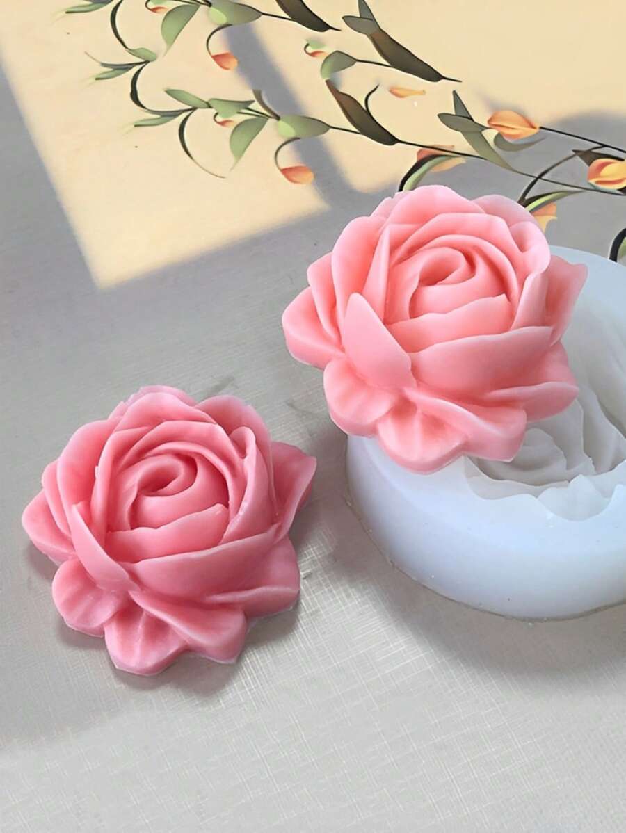 3D Big Rose Flower Shaped Scented Silicone Candle Mold Handmade Expanded Stone Gypsum Soap Resin Mold DIY Home Plaster Resin Crafts Candle Cup Decor Mold