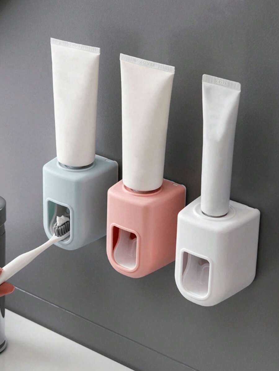 1 pièce Distributeur automatique de dentifrice et porte-brosse à dents mural, sans perçage requis, pour la salle de bain ou les toilettes