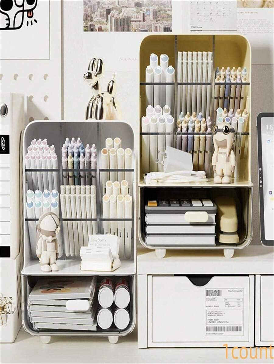 1pc Lightweight Diagonal Pen Holder - Multipurpose Desktop Organizer, Diagonal Pen Holder, Student Desk Stationery Storage Box, Bedroom, Dorm | Easy Insertion Setup, Space Saving