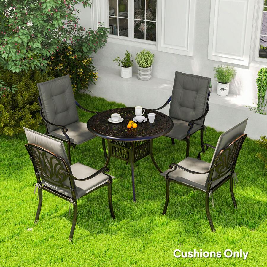 Outsunny Set Of 4 Garden Chair Cushions With Backs, 108L X 50W X 5H Cm Outdoor Seat Cushions Outdoor Seat Pads With Backrest, Tufted Back, Ties Dining Chair