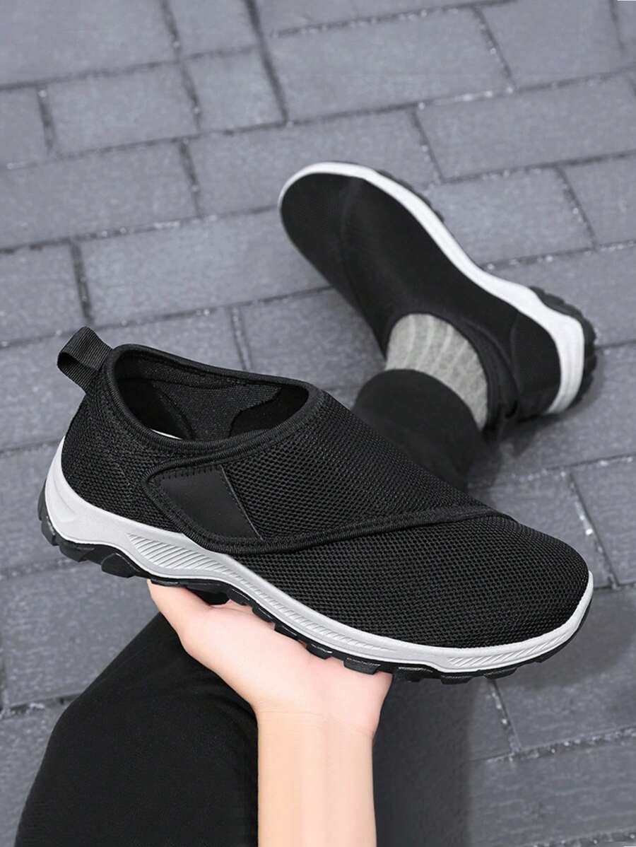 Tênis Esportivo Masculino Casual com Malha Respirável e Confortável, Sola Macia com Gancho e Laço, Adequado para Caminhadas ao Ar Livre no Parque, Novidade de Primavera e Verão