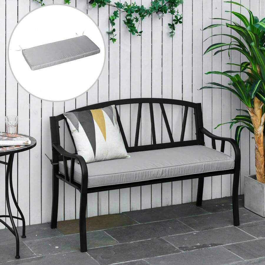 Outsunny Garden Bench Cushion 2 Seater Loveseat Seat Pad For Patio Swing Furniture For Indoor & Outdoor Use, 120 X 50 X 8 Cm, Light Grey