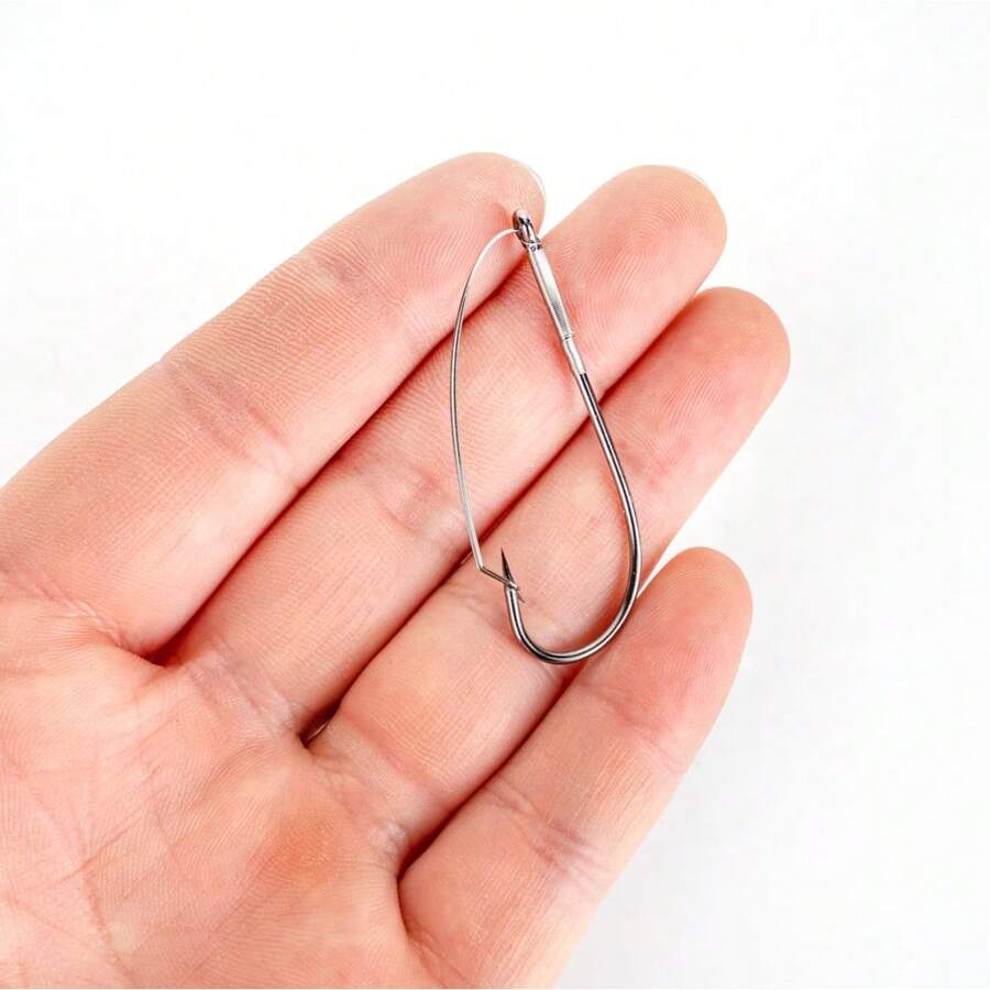 10Pcs Weedless Wacky Rig Hooks - High Carbon Steel Sharp Barbed Fishhooks With Wire Guard For Soft Bait Fishing Tackle