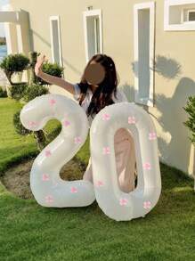 40 Inch White Digital Pink Big Flower