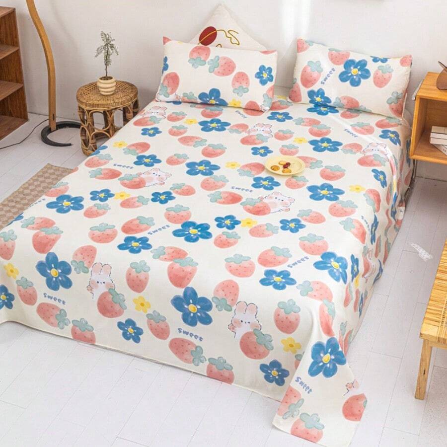 3pcs/Set Soft Skin-Friendly Printed Bedding Set, Modern Rectangle Fashion Simple Luxury Double Bed Sheet Set With Pillowcase, Multiple Sizes, Suitable For Bedroom Home Use All Seasons