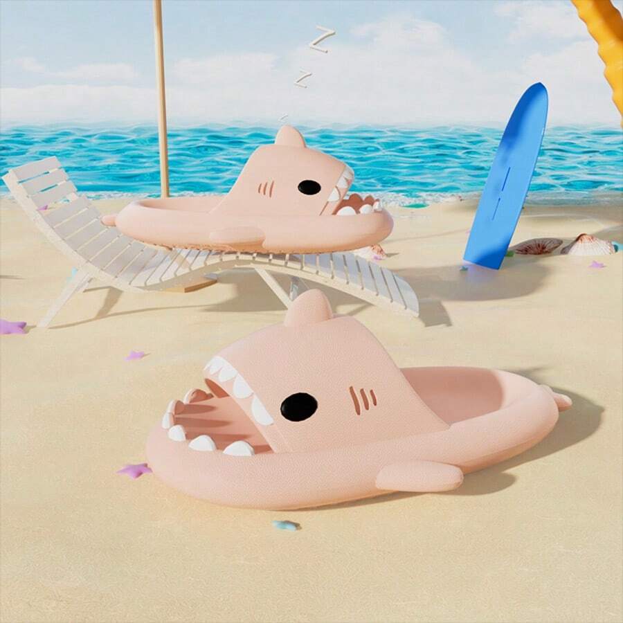 Women Shark Design EVA Anti-Odor Outdoor Slippers, Versatile Comfortable House Slippers