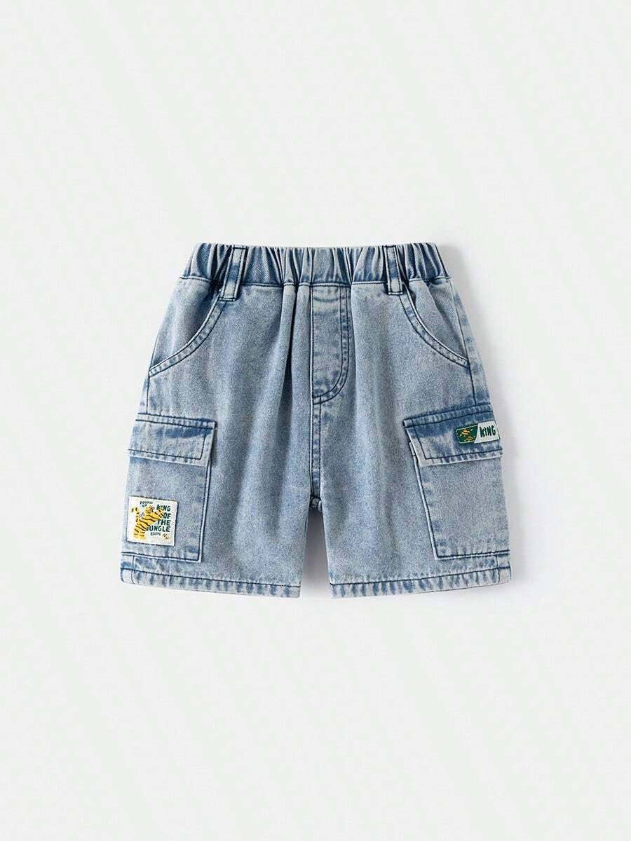 Pantaloncini cargo in denim alla moda per ragazzi, pantaloni estivi larghi in stile coreano