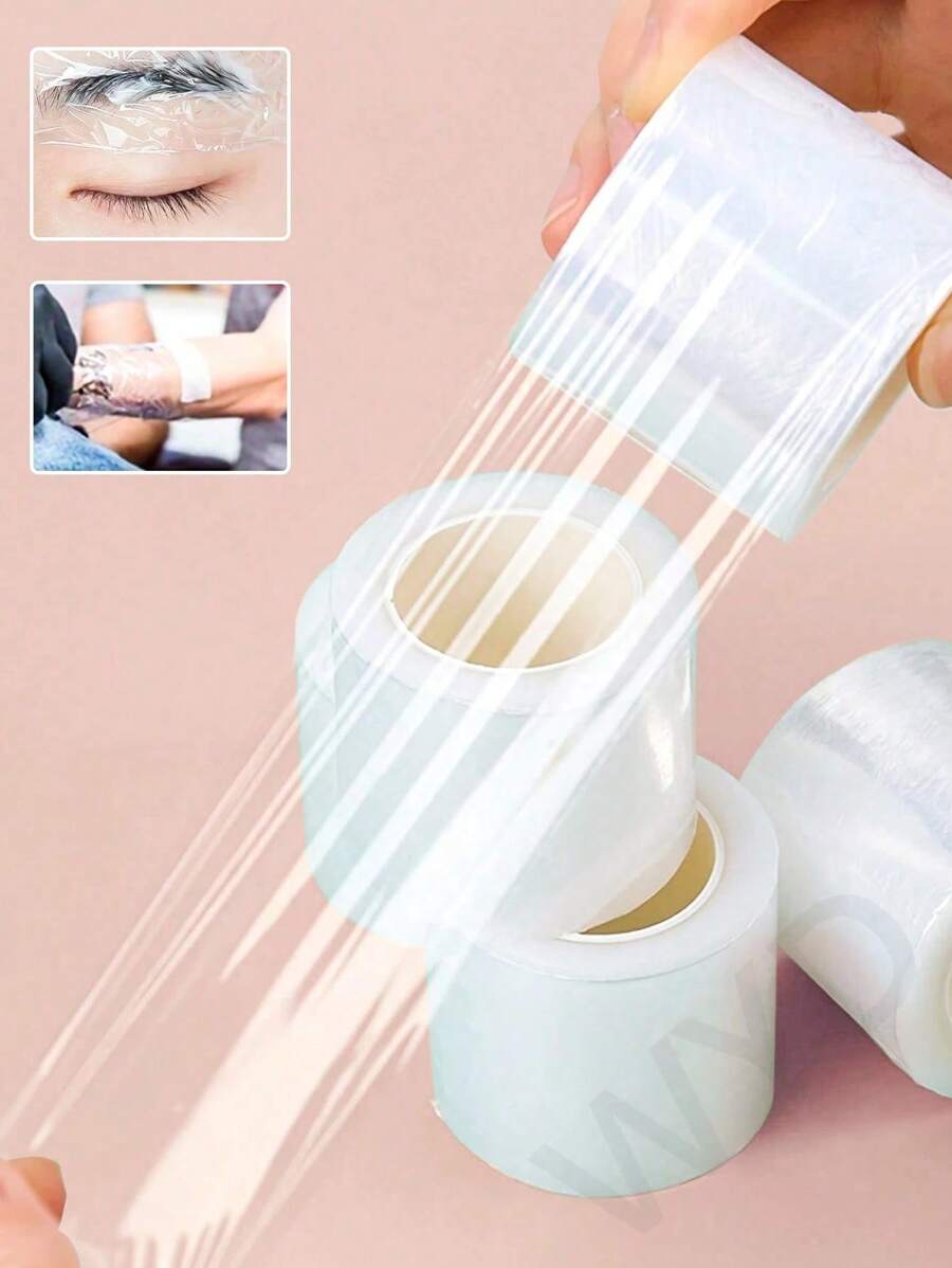 1/3/5 Roll 200M Clear Makeup Film Wrap For Eyelash Lift Brow Lamination Lip Eyebrow Tattoo Plastic Cover Eyelash Extension Glue Remover Lash Perm Lifting Film