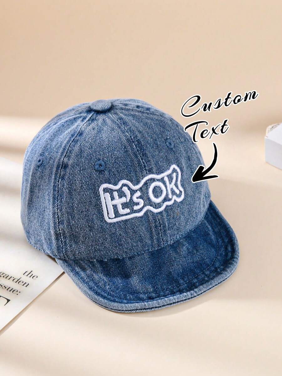 1 pieza Gorra de béisbol estilo primavera para niño/niña pequeño/a, de 6 a 24 meses, Sombrero vaquero de mezclilla, regalo personalizado para bebés
