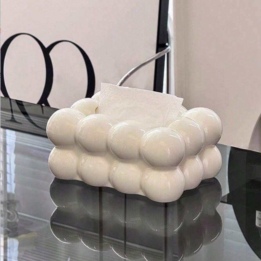 1pc European Style Cotton Candy Tissue Box, High-End Luxury Cream-Colored Creative Home Decor Tissue Box Holder For Living Room, Dining Table Home Bathroom Decor Fall Decor Back To School