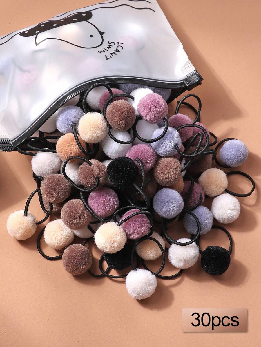 30 pièces/set Chouchous à oreilles de lapin, élastiques à cheveux avec nœud papillon, accessoires pour cheveux, queue de cheval, élastiques à cheveux, cordes à cheveux