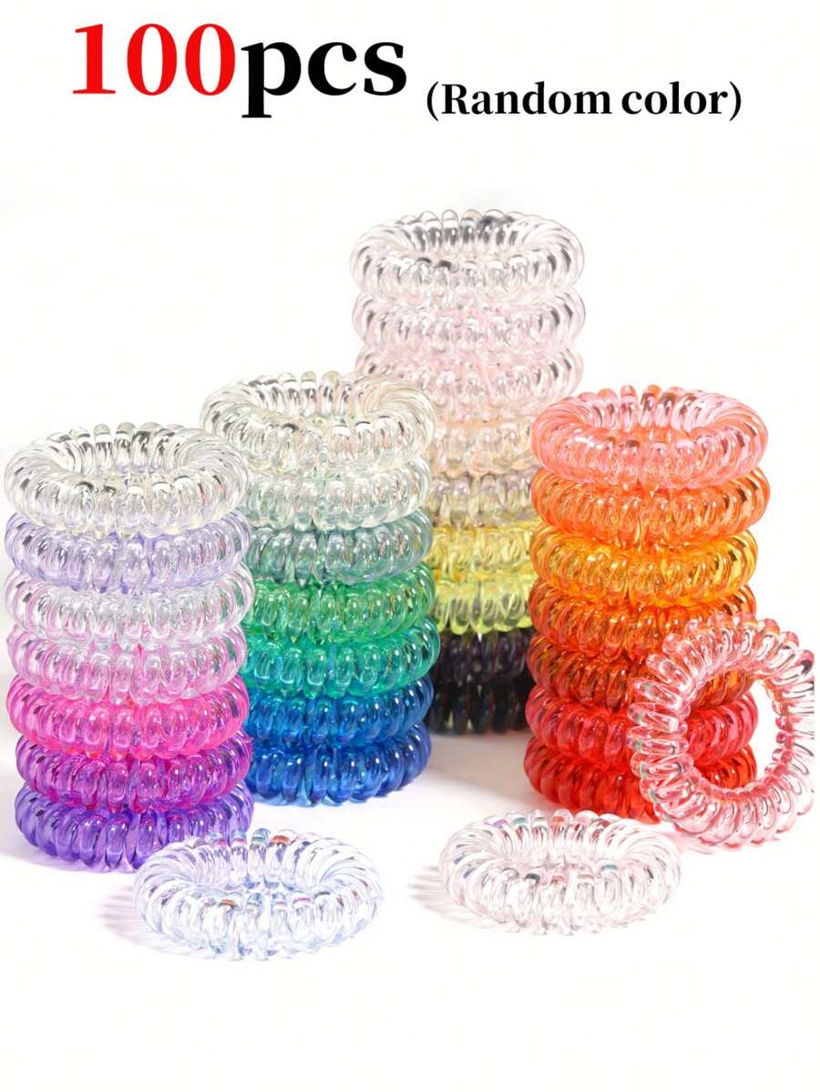 100/50/30/20/10pcs Candy Color Mini Small Spiral Hair Ties, High Elasticity Hair Scrunchies For Ponytail, Buns, Daily Hair Accessories