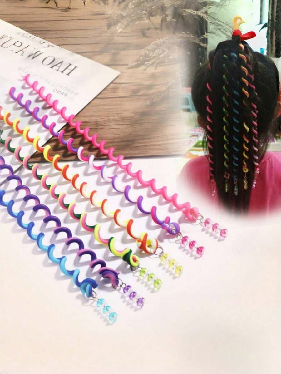 6pcs Kids Braided Hair Accessories Hair Ties, Braiding Tool For Girls Curly Hair Buns