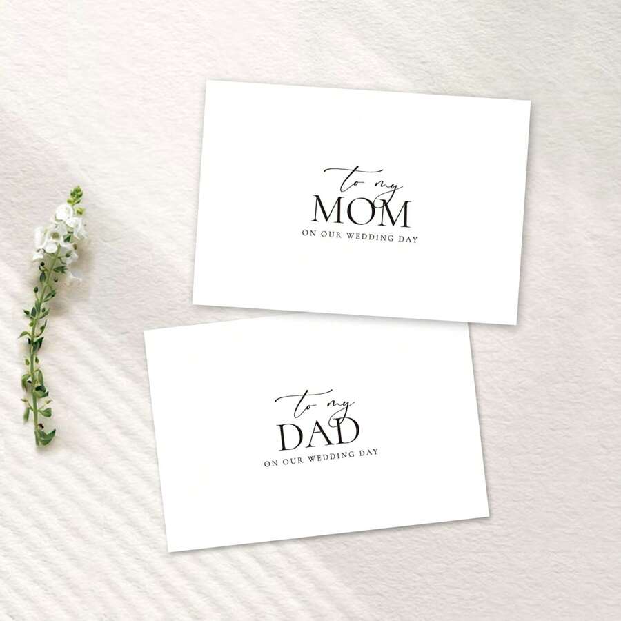 1PC/2PCS Wedding Card Elegant Cursive Script, For Mom And Dad On My Wedding Day, Includes Envelope, Ideal For Wedding Day Special Occasions, Minimalist Style Exquisite Design