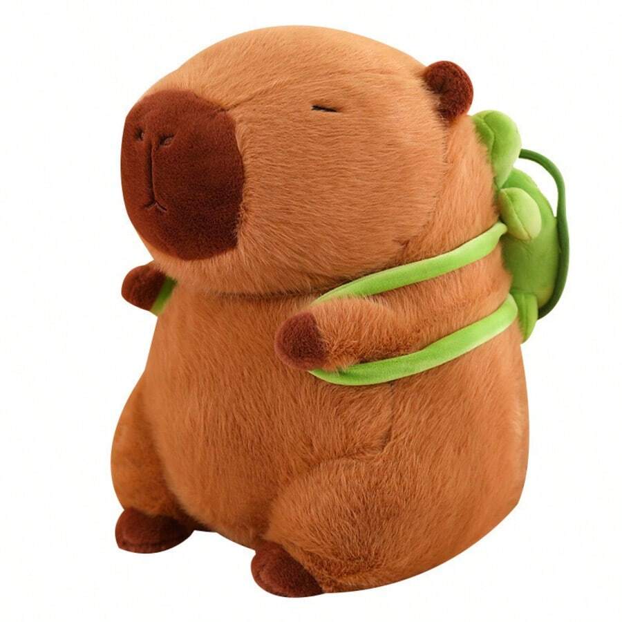 Muñeco Peluche Capibara Con Mochila De Tortuga 25CM Juguete Kawaii Suave Esponjoso Tierno Regalo Perfecto Cumpleaños Navidad Pascua Juguete Para Niños Niñas Decoracion Hogar Almohada Abrazable