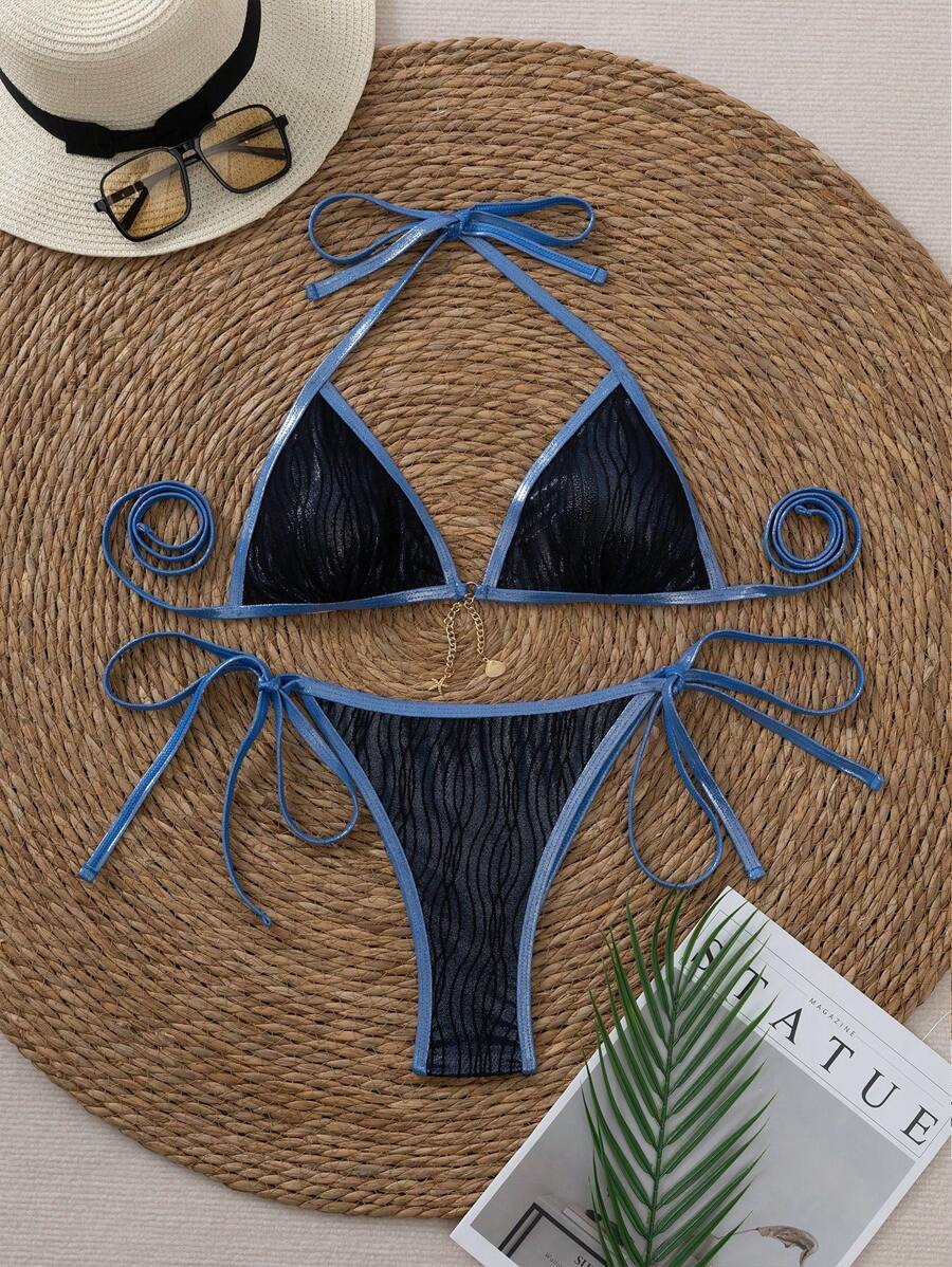 Fashionable Sexy Women's Halter Tie-Front Bikini Two Pieces Swimwear