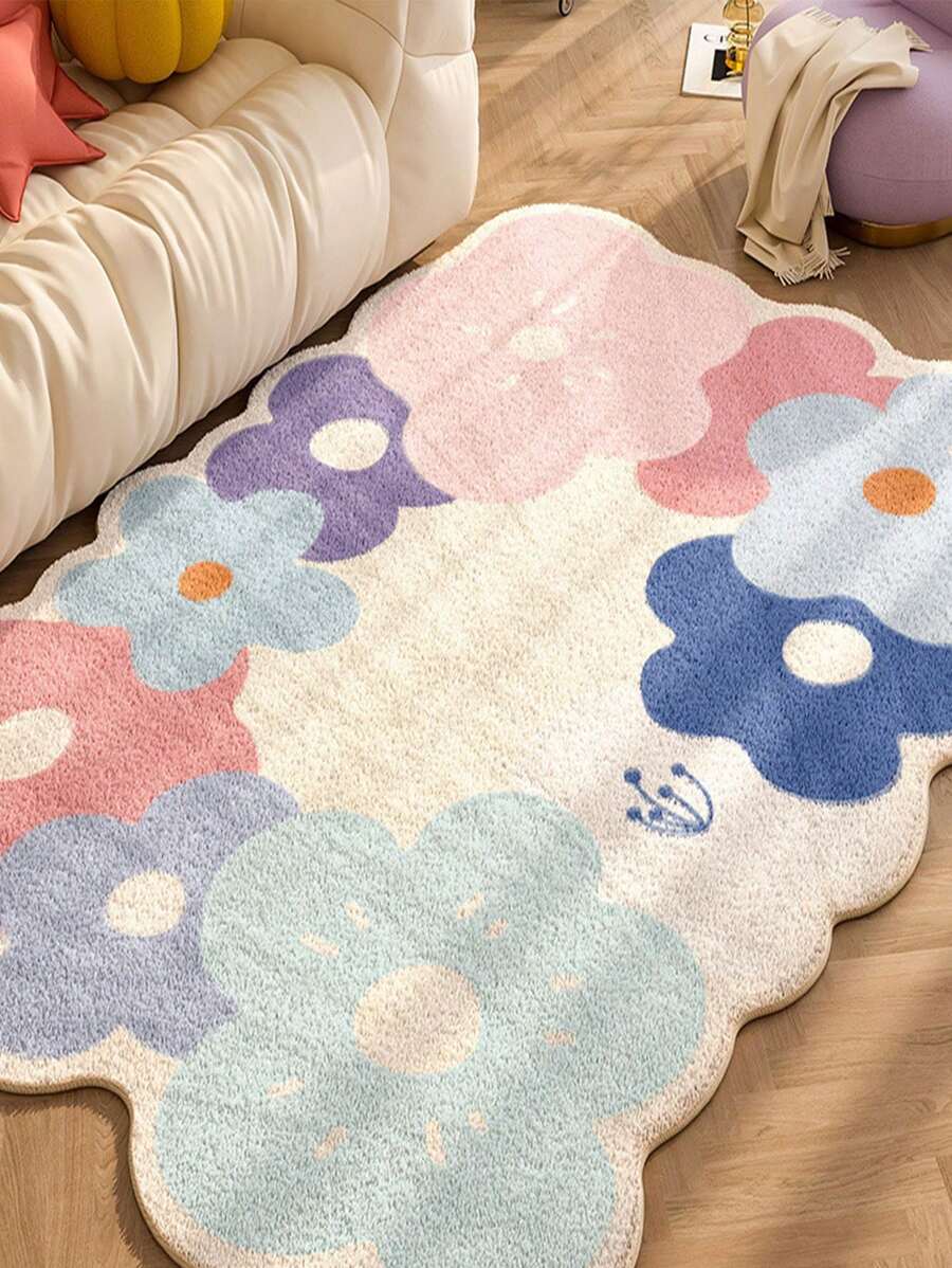 1pc Fresh And Simple Imitation Cashmere Floor Mat, Sofa And Coffee Table Blanket, Household Carpet, Dirt Resistant And Easy To Maintain Bedroom Bedside Blanket