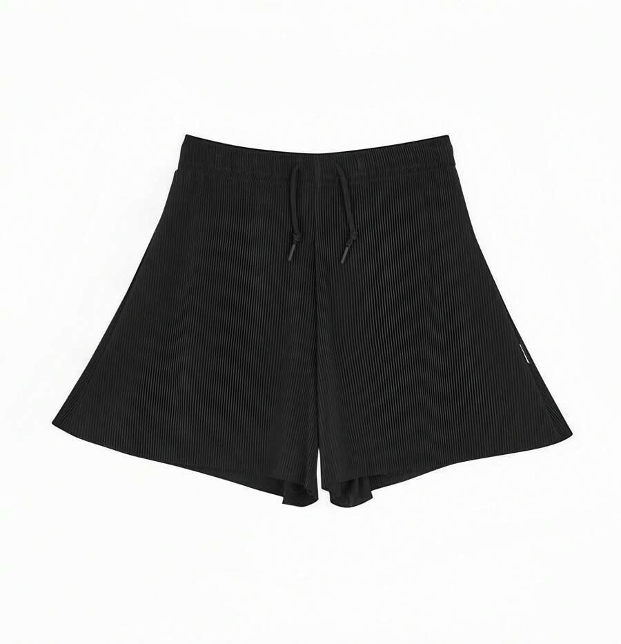 Skechers Damen Plissee Loose Fit Strick Shorts, modisch und bequem, Lässig mit Zugband Elastikbund, minimalistisch und elegant hochwertig