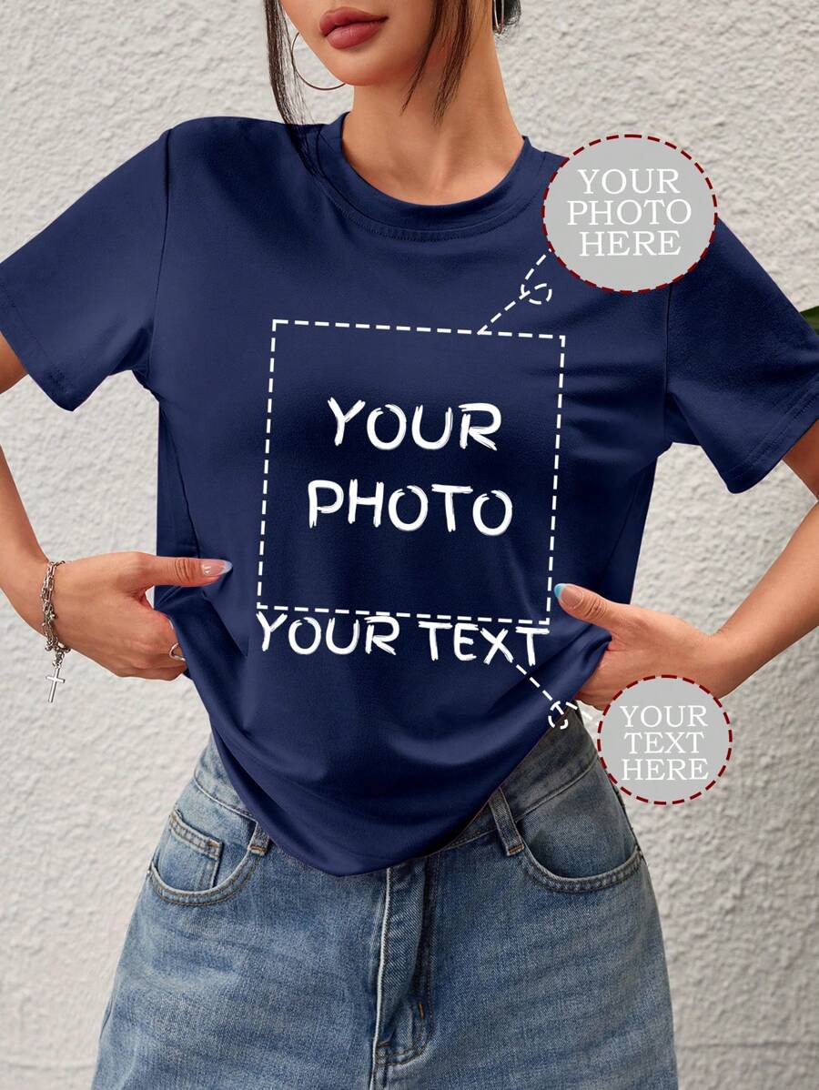 Individuelle Sport-Personalisierte Geschenke, Individuelle Damen T-Shirts, fügen Sie Text und Bilder hinzu (Selfies/Landschaften/Familien Fotos/Freunde/Paare Fotos/Muster/Haustiere usw.), Text in Wunschschriftart und -farbe, Entwerfe Dein eigenes individuell bedrucktes T-Shirt als Geschenk für Deine Freundin