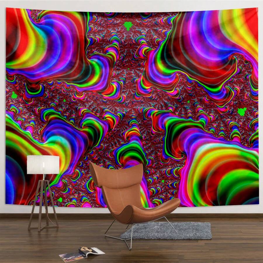 1pc Wavy Pattern Tapestry, Abstract Art Style Wall Decor For Living Room, Bedroom, Modern Art Space, Home Decor Wall Hanging, Visual Art Theme, Suitable For All Seasons, Made Of Polyester With 3 Wall Nails And 2 Clips Included