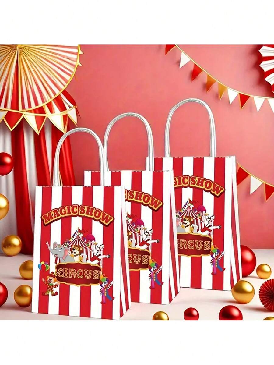 6/12pcs, Carnival Packaging Bags, Clown Gift Bags, Multifunctional Gift Bags, Party Supplies, Party Decorations, Lightweight And Practical, Suitable For Gift Packaging