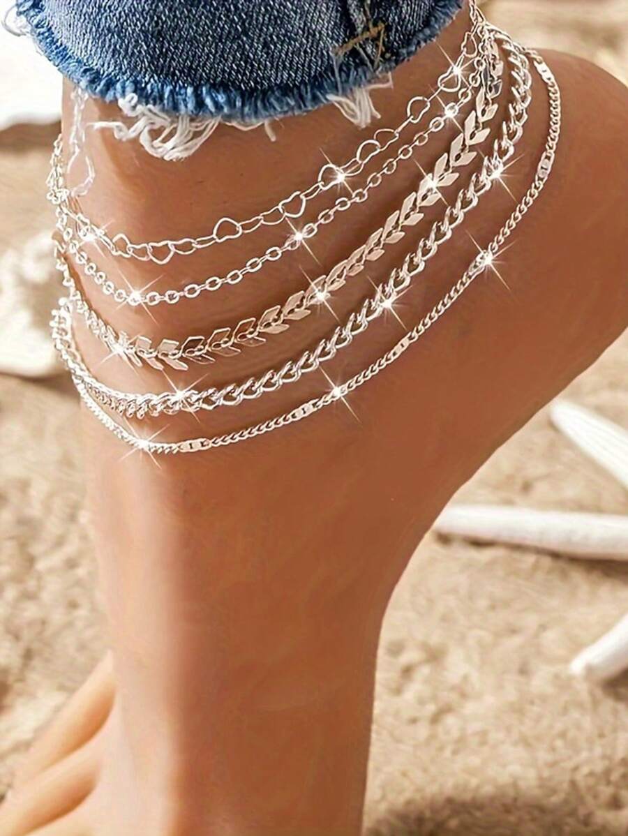 Pulseiras de tornozelo douradas/prateadas para mulheres, tornozeleiras douradas para mulheres, conjunto de tornozeleiras de strass com corrente brilhante à prova d'água, pulseiras de tornozeleira em camadas empilháveis para mulheres, joias douradas de praia, presente