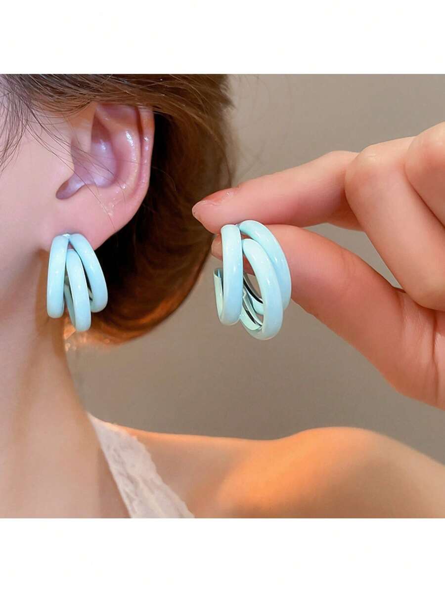 Andkiss 1 paire de boucles d'oreilles à tige minimalistes en forme de C, à la mode et polyvalentes