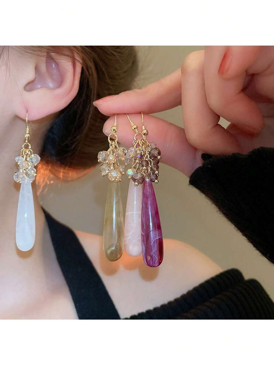 Andkiss 1 Paar modische, elegante und einzigartige Ohrringe mit Wassertropfen-Quaste