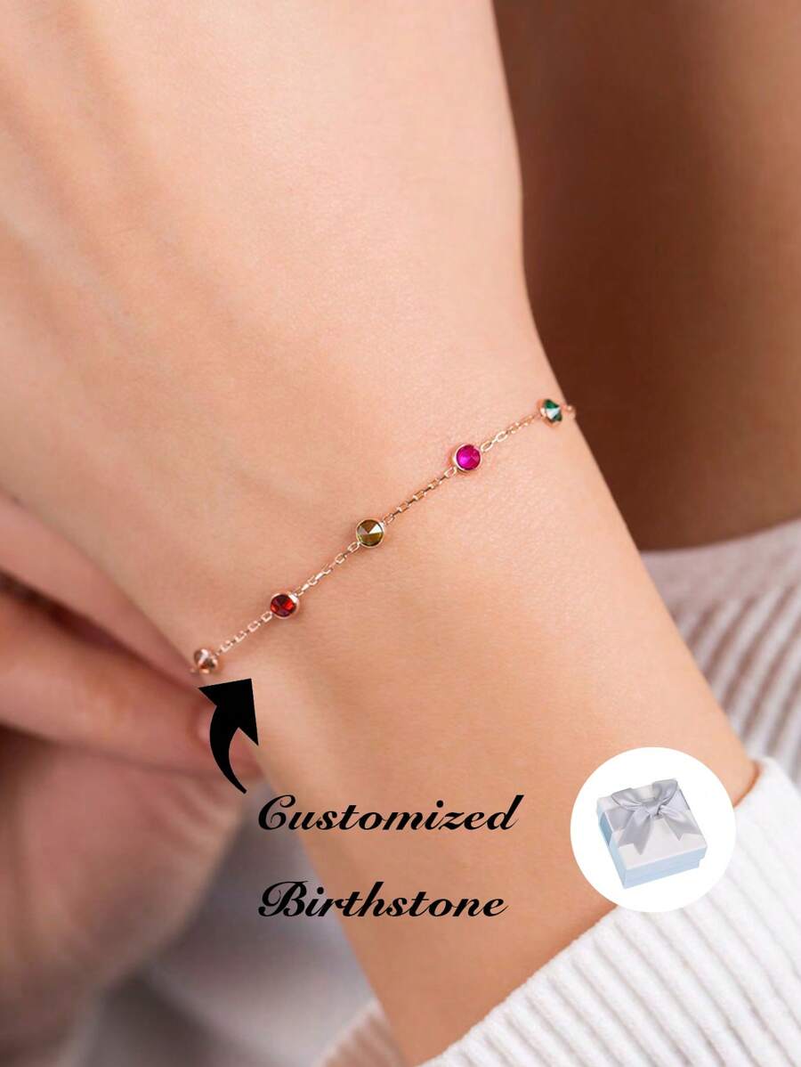 1 pulsera personalizada con piedras de nacimiento para mujer, regalos elegantes de piedras de nacimiento personalizadas y coloridas para damas y madres