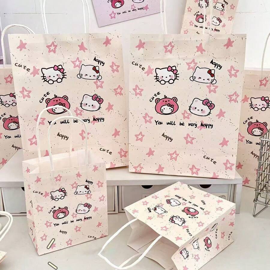 Sanrio Sanrio 1/5/10pcs Hello Kitty Birthday Party Gift Bags,Hello Kitty Candy Bags , Hello Kitty Goody Bags,Hello Kitty Paper Bag,Hello Kitty Birthday Party Supplies Decorations,Hello Kitty Birthday Party Decorations Valentine Day