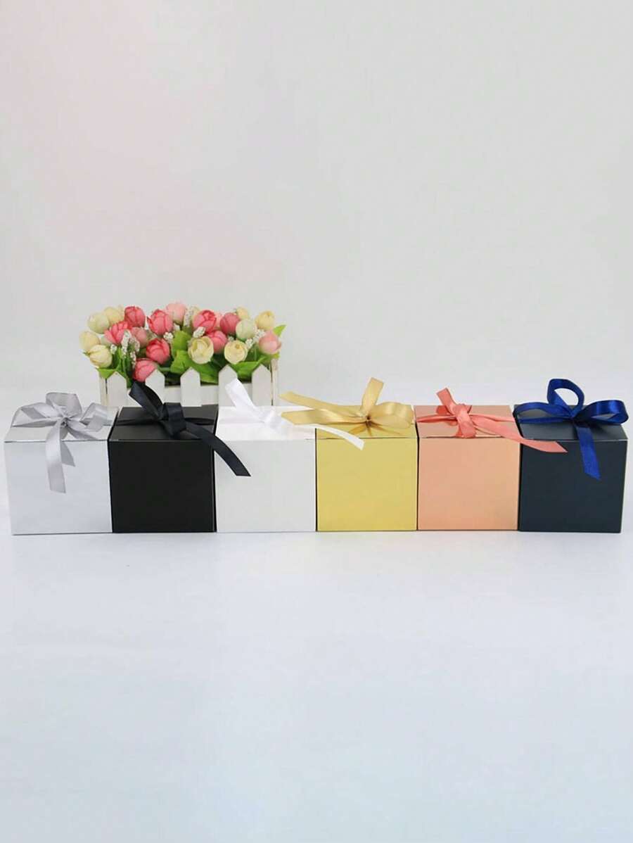 10pcs New Solid Color Square Paper Boxes, 7.6cm Square Gift Boxes, Multi-Color Options