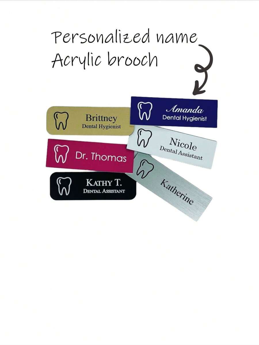 1PC Personalized Name Brooch Dental Name Tag Dentist Dental Assistant Dental Health Care Staff RDH Name Badge Orthodontic Doctor Personalized Name Tags, Gifts For Trusted Doctors
