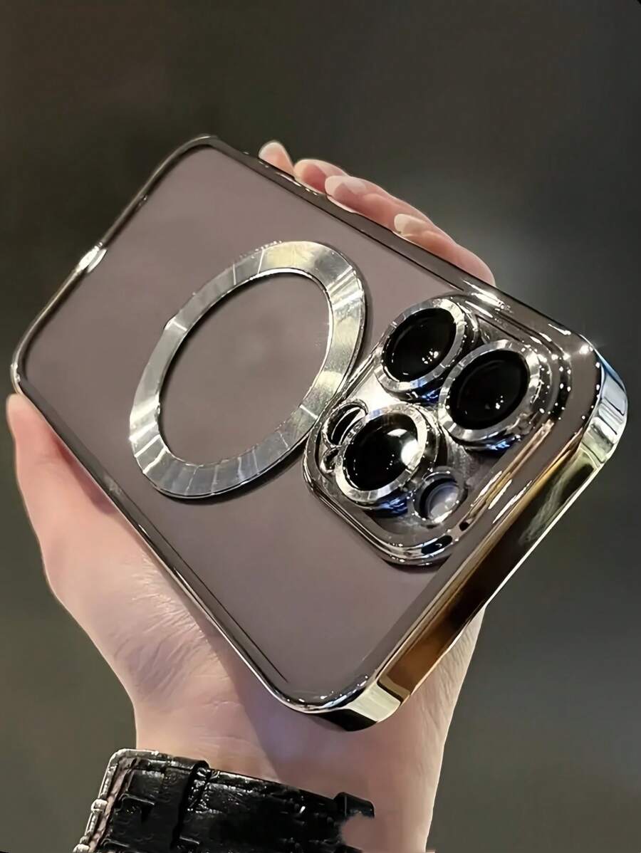 1 Stück minimalistisches Überzug Klar Wireless Ladehülle kompatibel mit iPhone 16 15 14 13 12 11 Pro Max Plus X XS XR 7 8 galvanisierter Kamera-Film TPU-Hülle
