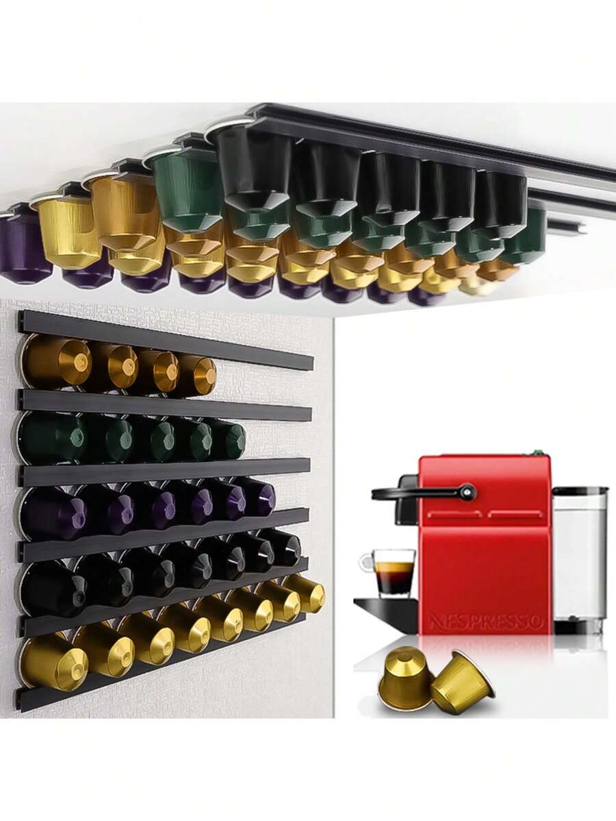 6 Stück, Kaffeekapsel Aufbewahrungsregal, platzsparend, wandmontiert ohne Bohren, Kaffeeaufbewahrungsregal, Raumdekoration, Aufbewahrungsbox, Aufbewahrungsbox, Wohnzimmer Dekoration, Küche Dekoration, Kaffee, Kaffeebar, Kaffeebar Zubehör, Kaffeetüten Regal Schulanfang