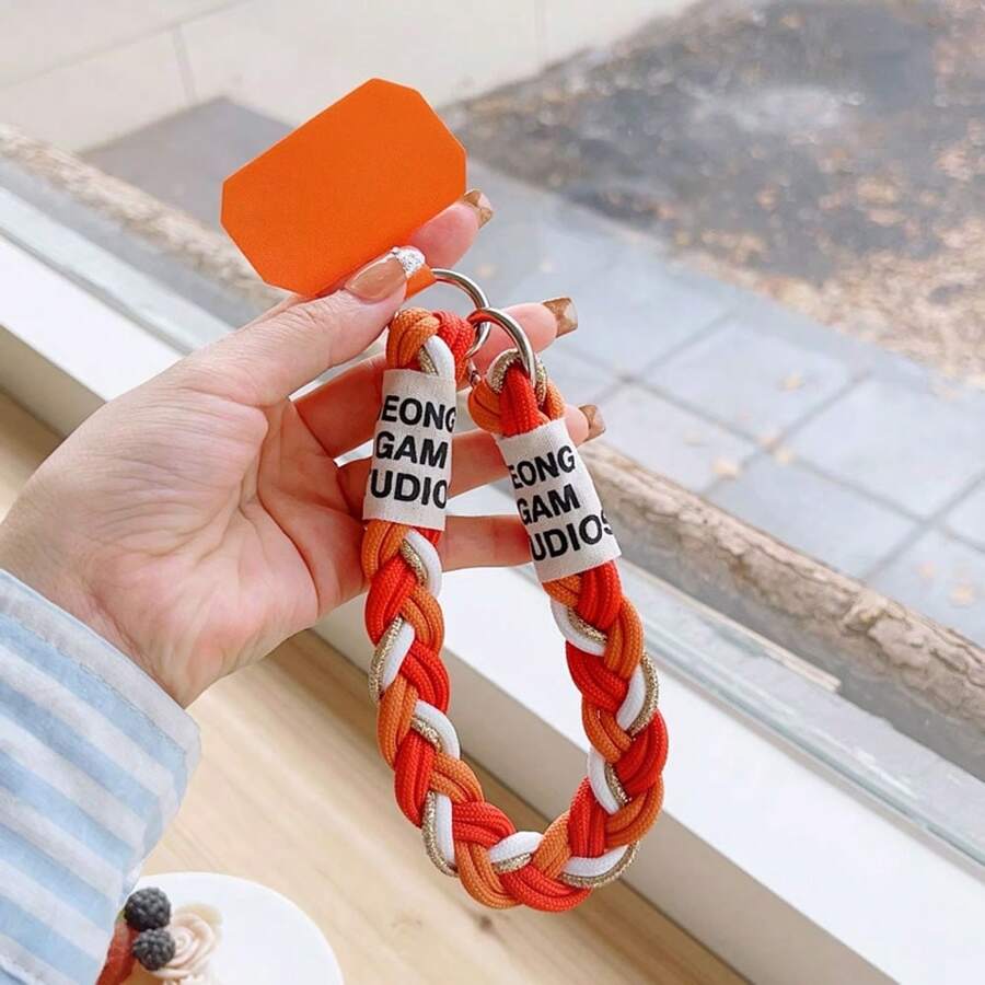 Phone Lanyard Cute Coloful Knitted Gold Wire Lanyard Phone Strap Keycord Hanging Trousers Accessories Stylish Anti-Loss Keychain Wrist Rope