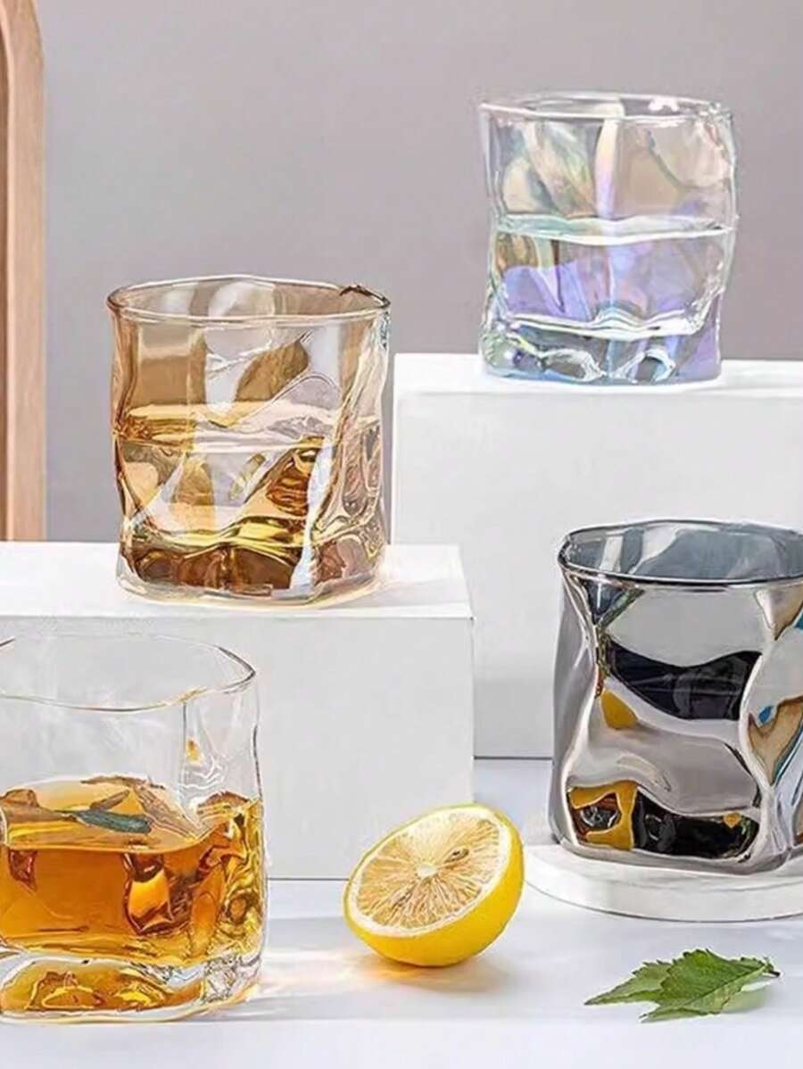 2pcs Twist Glass Cup, Summer Highly Attractive Glass Cup, Beer Cup, Twisted Deformed Cup, Water Cup, Summer Cool Cup, Back To School Supplies
